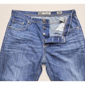 BKE Buckle Denim Tyler Bootcut Jeans Button Fly Blue Denim Mens 36x30